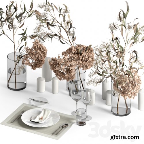 Table setting with dry plants