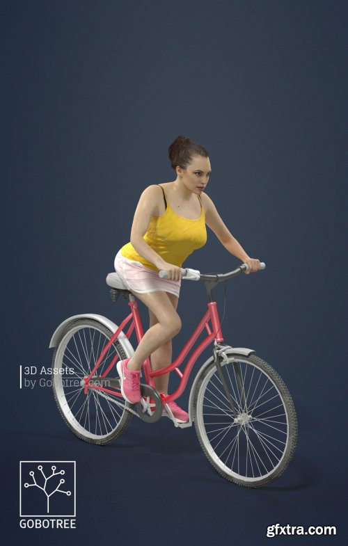 Dominica Female Model Riding A Bicycle 3D model
