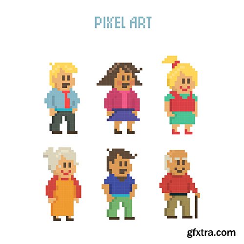 Set pixelated characters