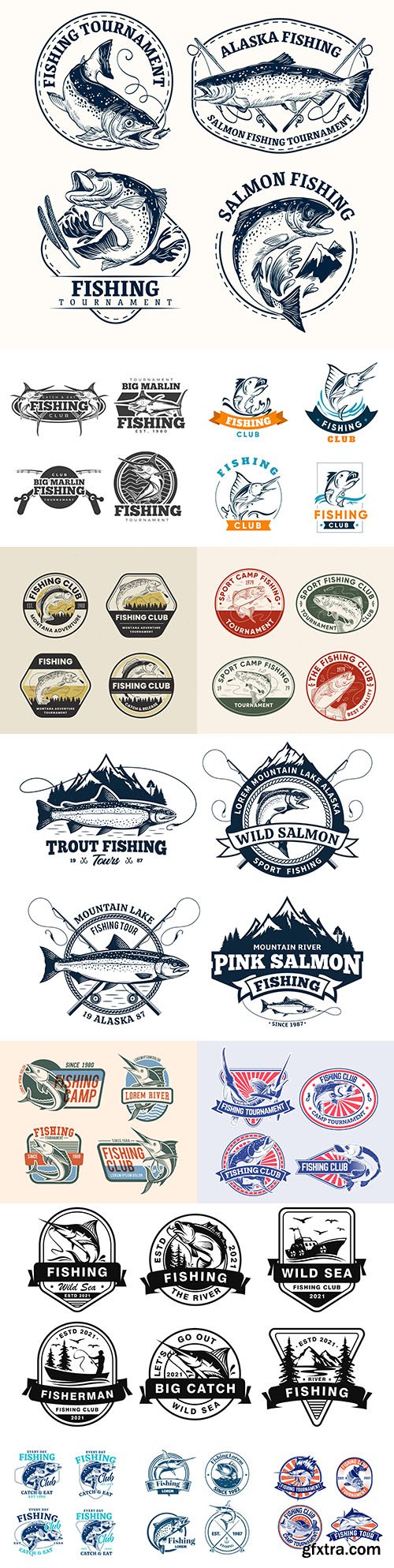 Fishing logos design brand name company corporate