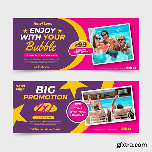 Hotel banner template with photo