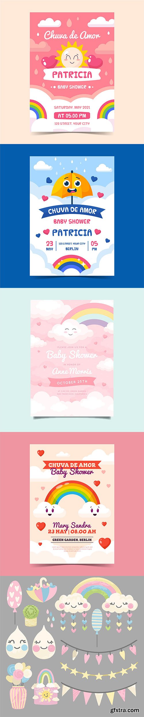 Chuva de amor baby shower card+bonus