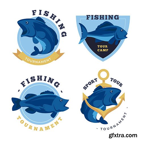 Vintage fishing badge set