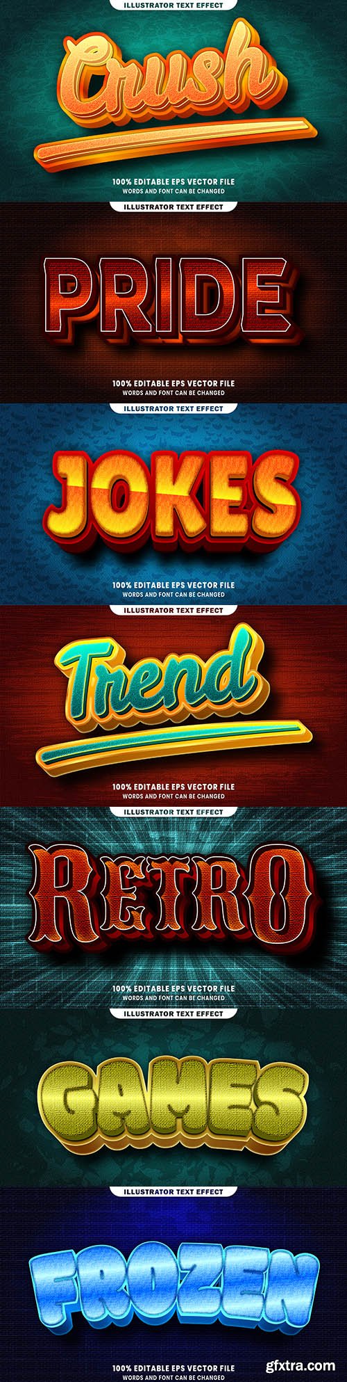 Editable font and 3d effect text design collection illustration 62