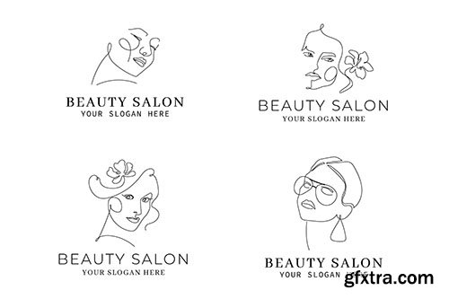 Abstract hand-drawn woman logo template collection