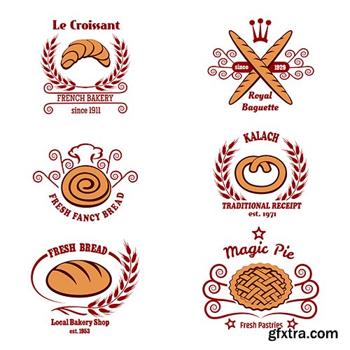Bakery bread logo set