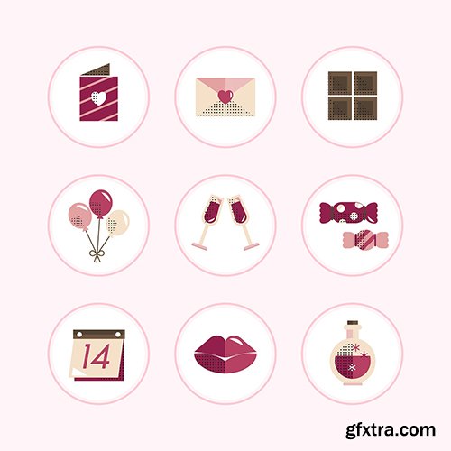 Valentines symbols and icons vector set