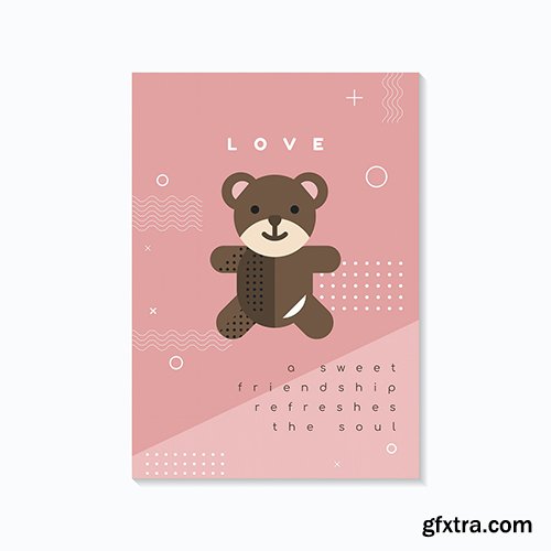 Pastel Valentines day poster and card vector