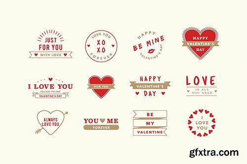 Illustrations of Valentines items badge