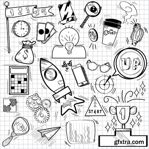 Doodles of aspiration and achievement symbols