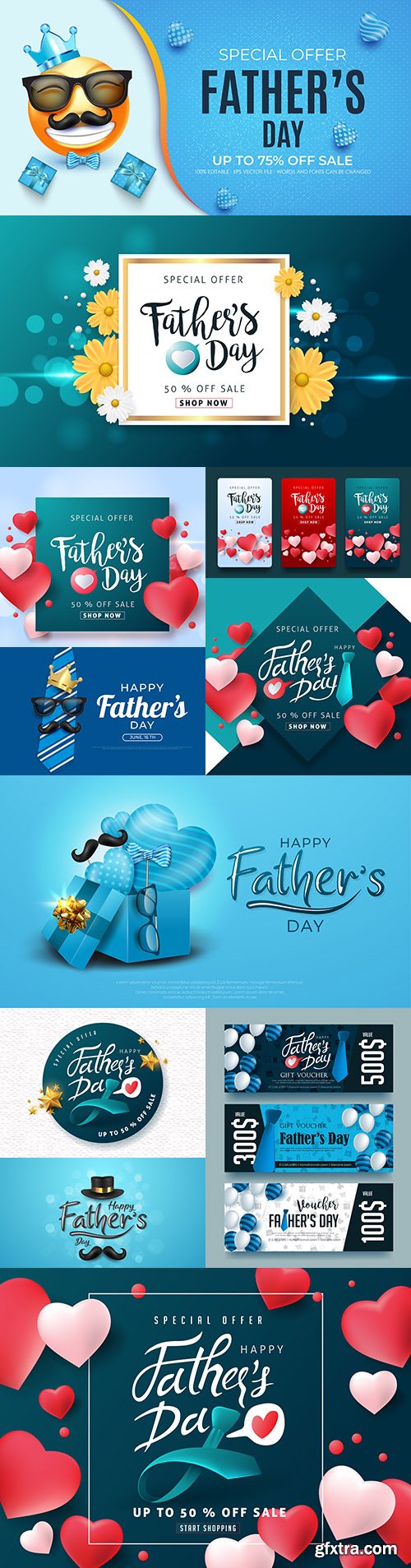 Happy Father \'s Day design greeting card and banner 7