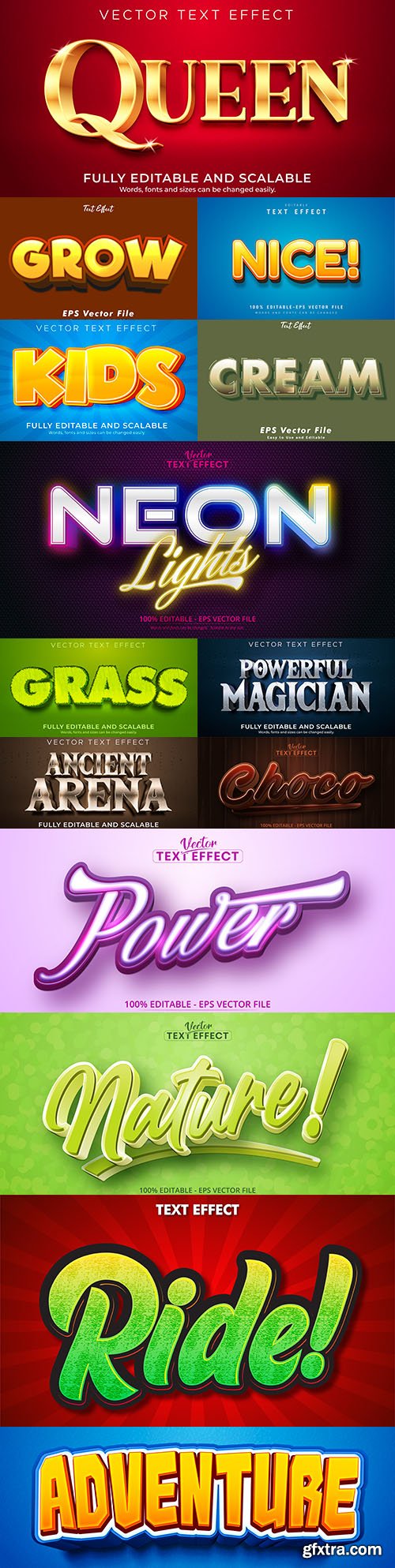 Editable font and 3d effect text design collection illustration 71