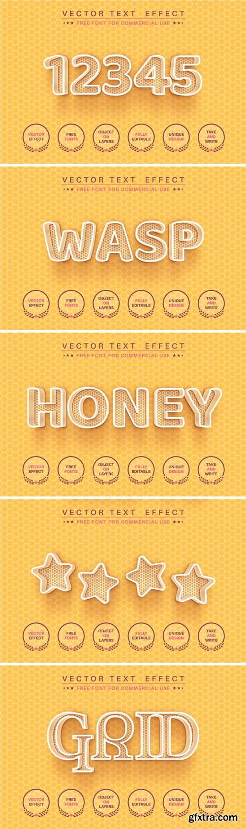 Honeycomb - editable text effect, font style