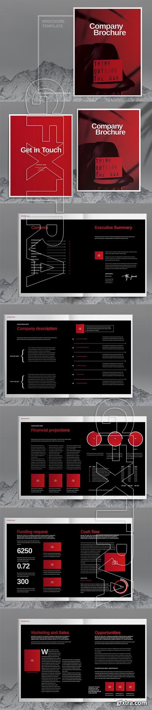 CreativeMarket - Modern Black Red Company Brochure 6030735