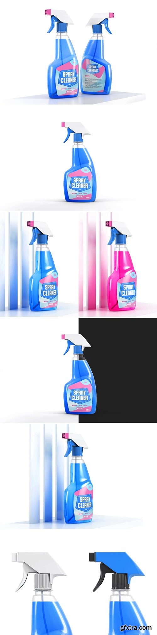 Transparent Spray Cleaner Bottle Mockup