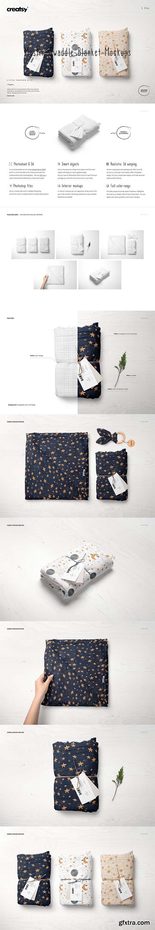 CreativeMarket - Muslin Swaddle Blanket Mockup Set 6046680