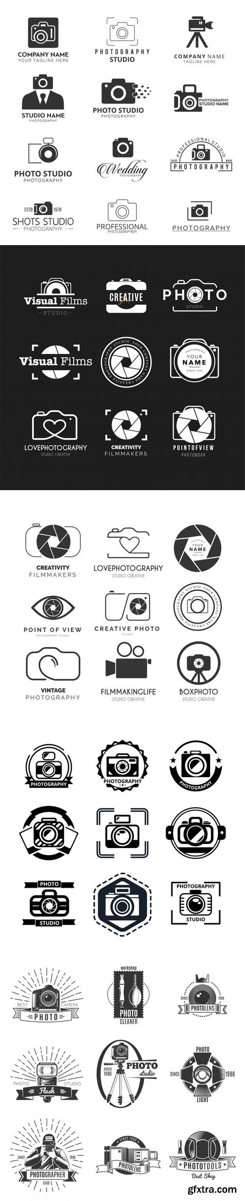48 Photography Logos and Badges Vector Templates