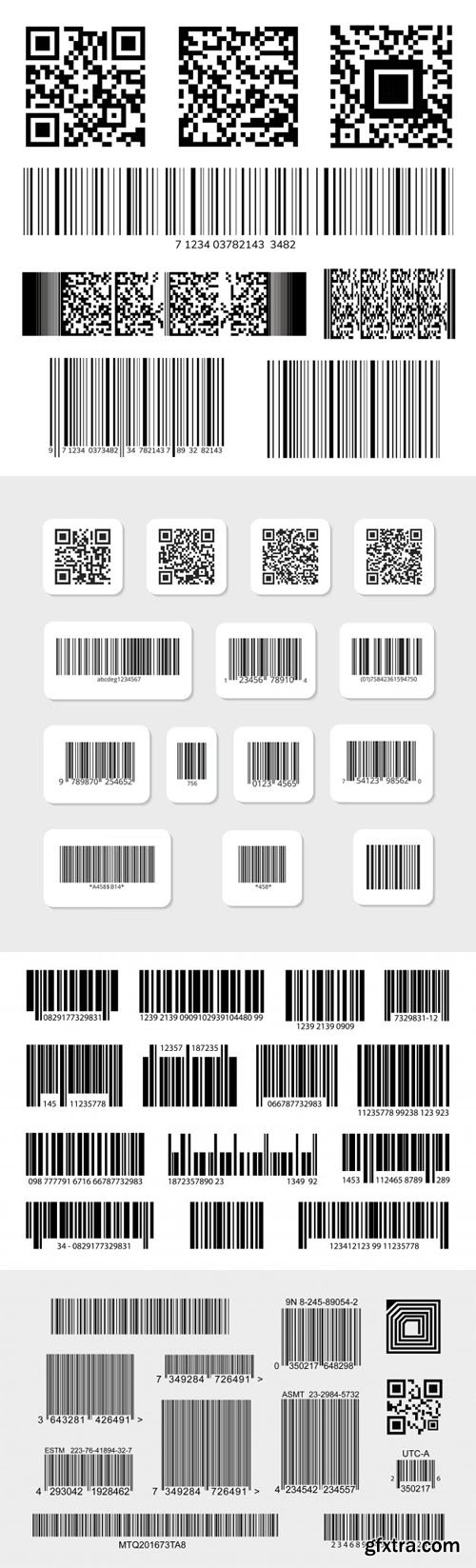 48 Various Digital Barcode Labels and Stickers Vector Templates