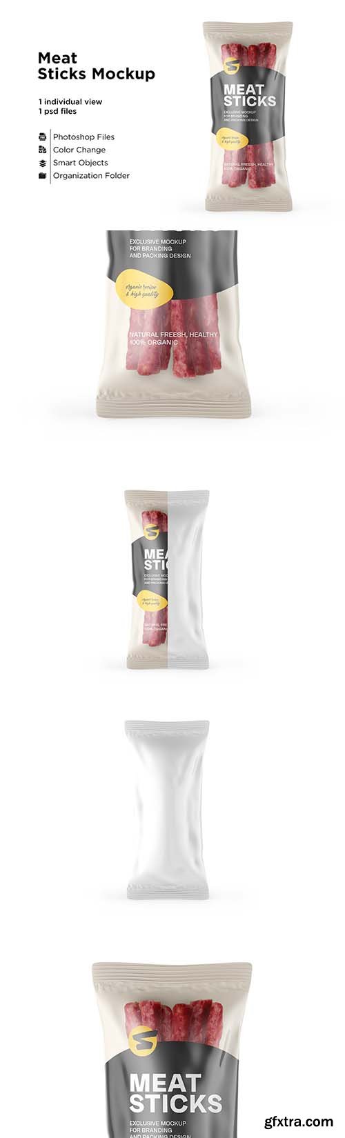 CreativeMarket - Plastic Bag With Meat Sticks Mockup 6063382