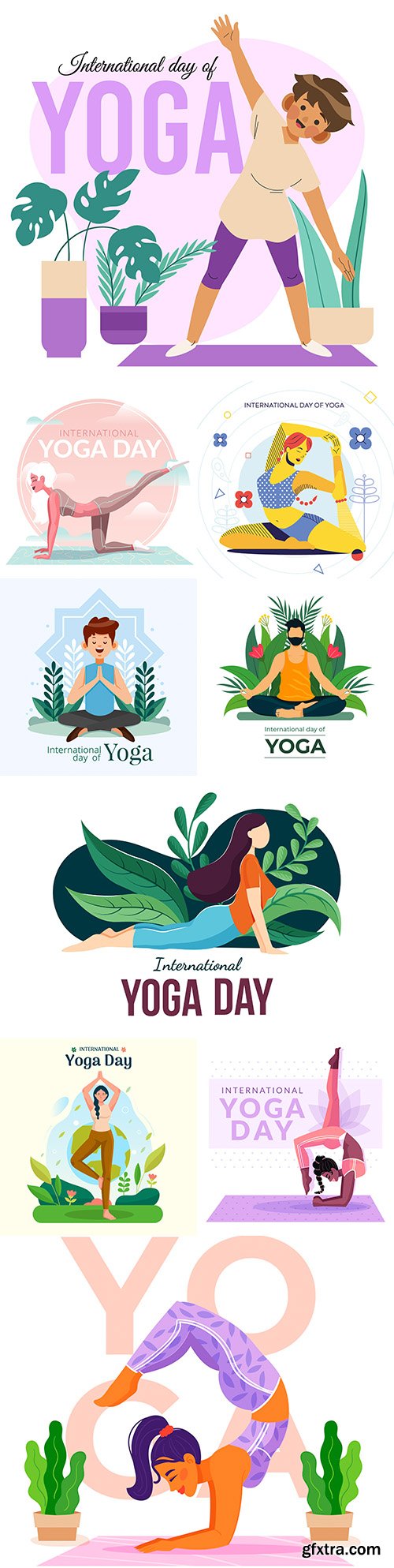 Yoga International day and meditation design illustration 8