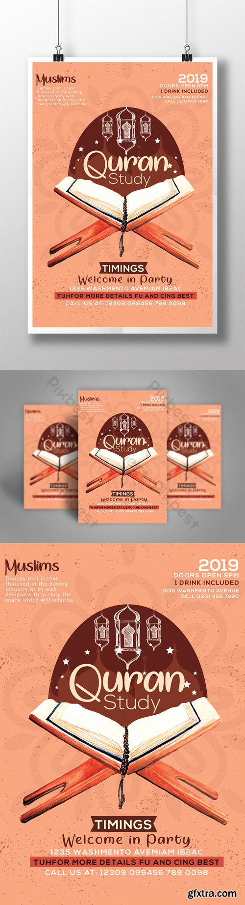 Quran Study In Ramadan Flyer Template Template PSD