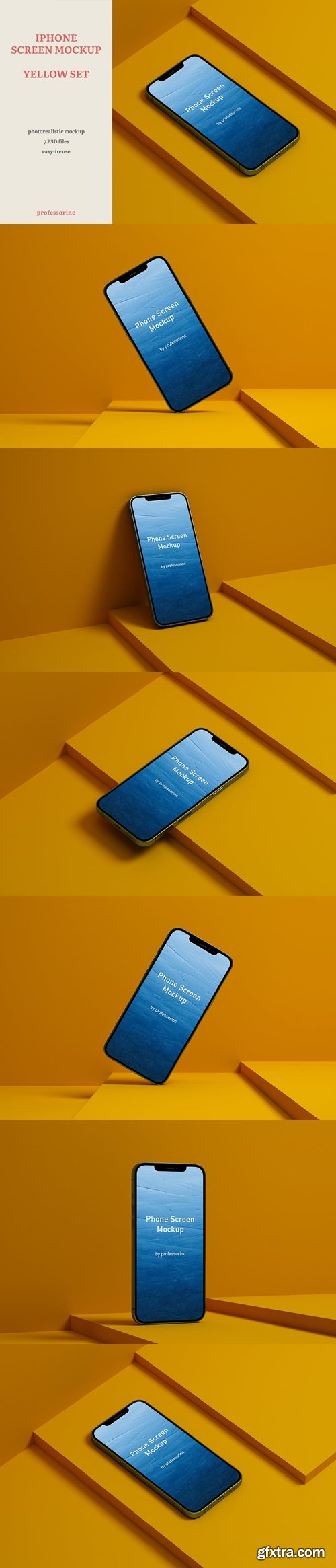 iPhone Screen Mockup — Yellow Set