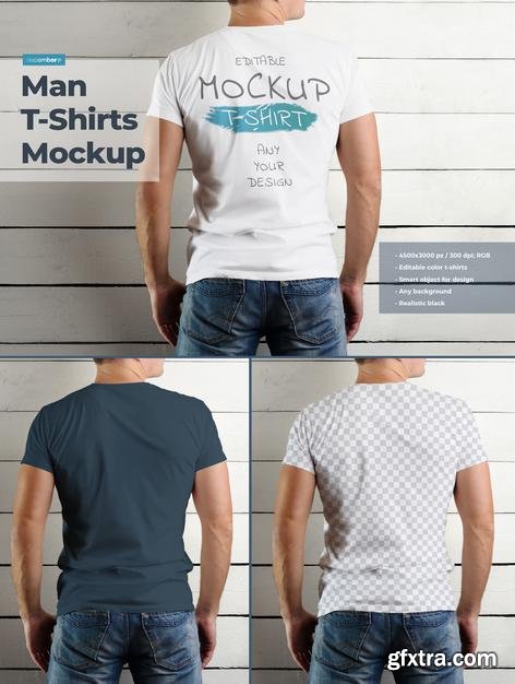 Mockup tshirt on the body of an athletic man on the wooden wall