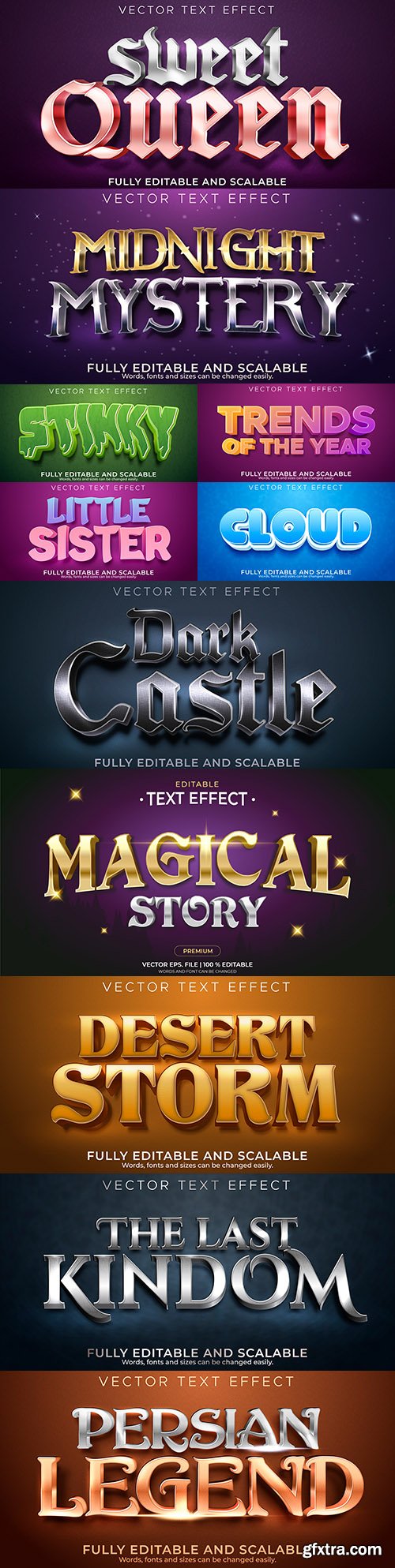 Editable font and 3d effect text design collection illustration 78