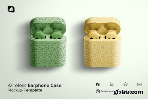 CreativeMarket - Wireless Earphone Case Mockup 5351769