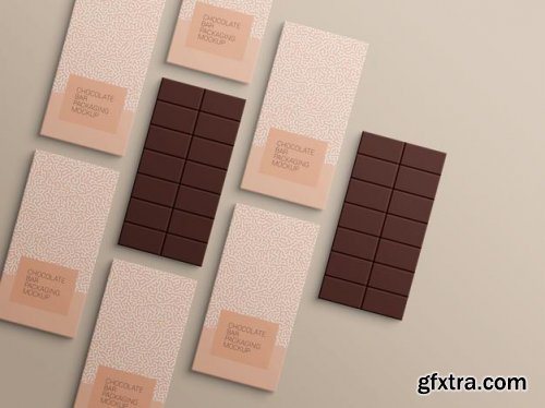 Chocolate bar wrapping paper packaging mockup