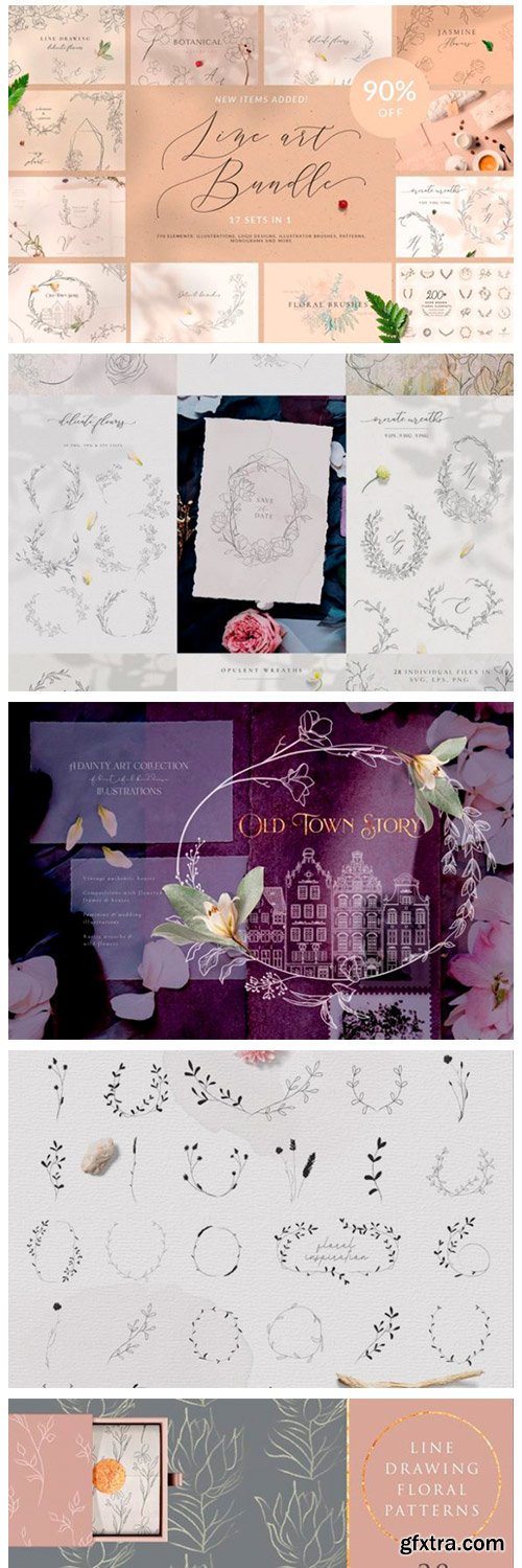 Line Art Floral Graphic Bundle. Icons. 11198123