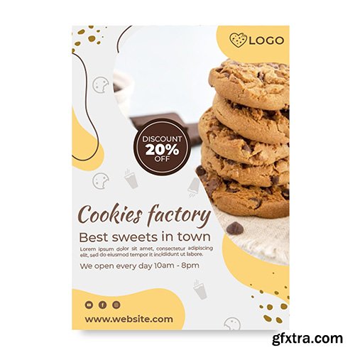 Cookies factory poster with discount