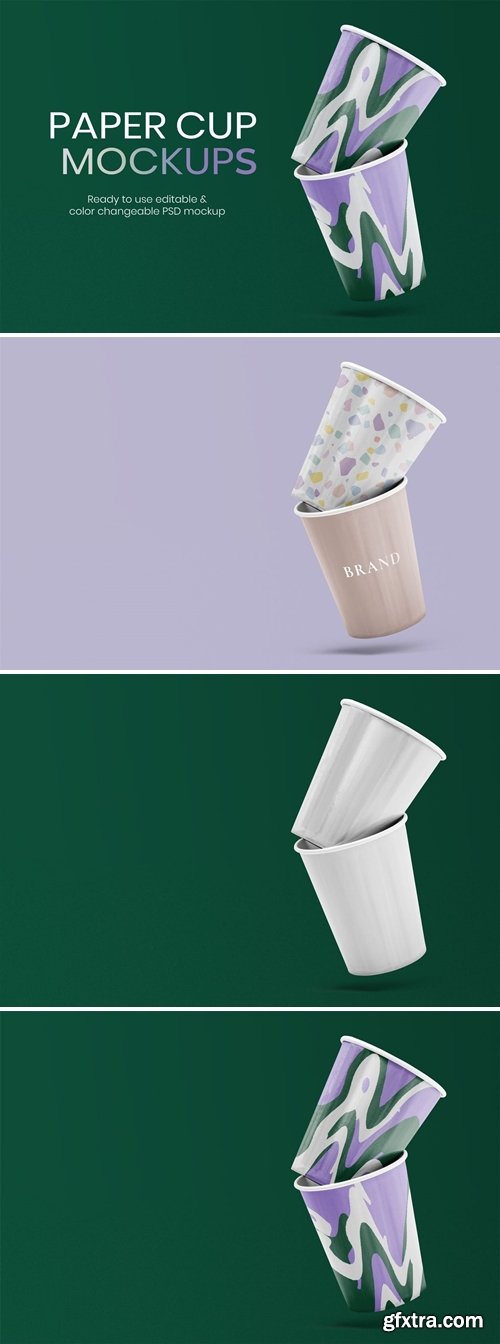 Colorful paper cup mockup