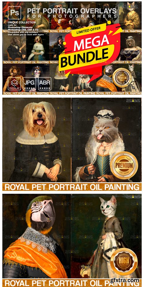 MEGA BUNDLE Royal Pet Portrait Templates 9450948