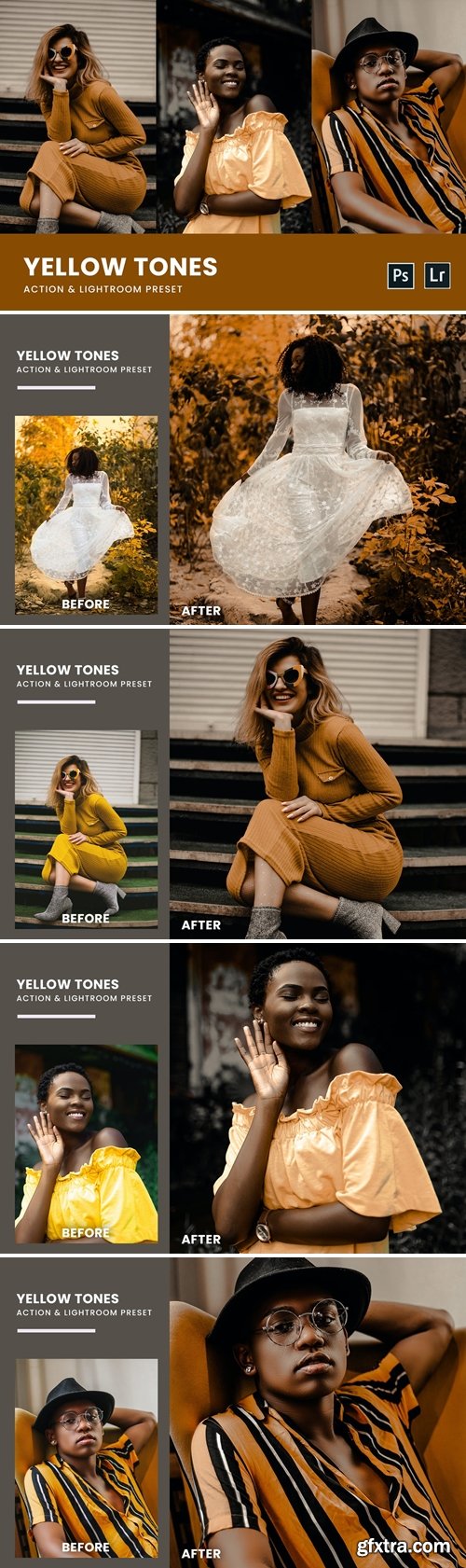 Yellow Tones Photoshop Action & Lightrom Presets