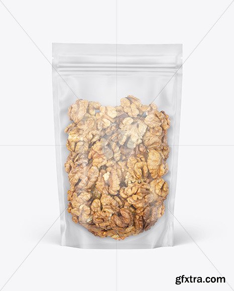 Frosted Plastic Pouch w/ Walnuts Mockup 82559