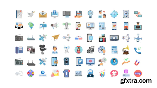 Videohive 100 Icons Pack - Communication & Multimedia 32172488
