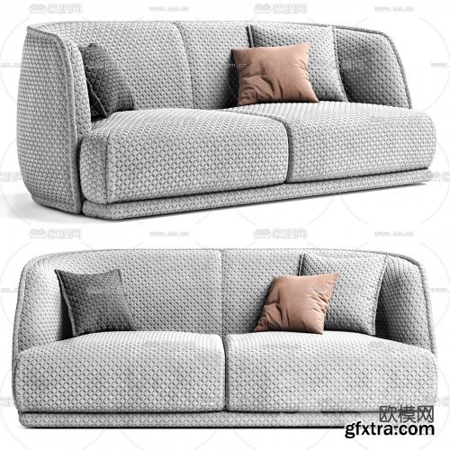 Modern fabric double sofa 3d model