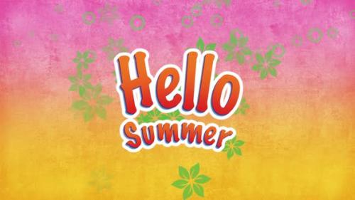 Videohive - Text Hello Summer with fly flowers - 32275897