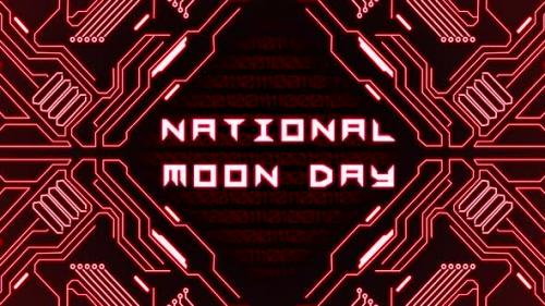 Videohive - National Moon Day text with abstract lines and blue motherboard - 32275913