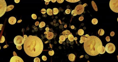 Videohive - Stellar XLM cryptocurrency looped flight between golden coins - 32281162