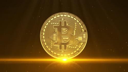 Videohive - Golden Bitcoin Seamlessly Rotated Background - 32286513