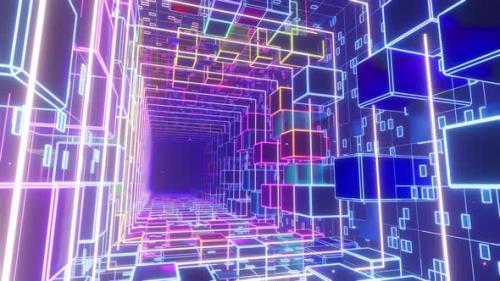 Videohive - Cyber Electric Space In Cube Box 02 4K - 32293884