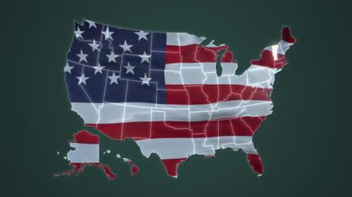 Videohive - Vermont State with USA Map Flag Video Waving in Wind - 30624487