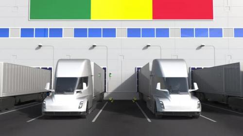Videohive - Trailer Trucks at Warehouse Loading Dock with Flag of SENEGAL - 32332410