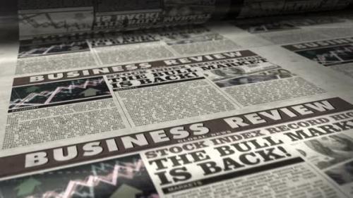 Videohive - The bull market back and business growth up newspaper printing press - 32337839