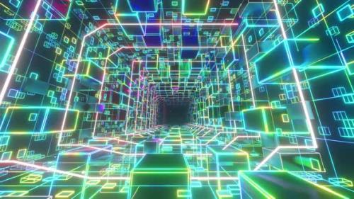 Videohive - Cyber Electric Space In Cube Box 03 HD - 32326667