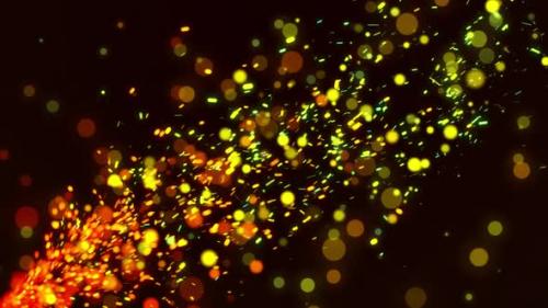 Videohive - Flying Golden Particles Fire Sparks Seamless Looped Background - 32322445
