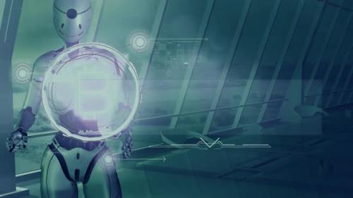 Videohive - Animation About Bitcoin Trading With A Robot 4K - 32323299