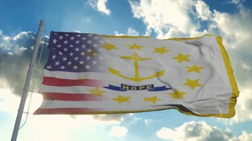 Videohive - Flag of USA and Rhode Island State - 32340272